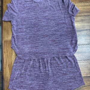 Women’s Short Sleeve Knit Top and Shorts Set - Purple